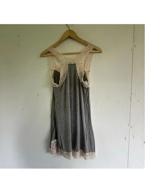 Honeydew Intimates Grey Lace Trim Chemise Nightgown - Picture 4 of 7